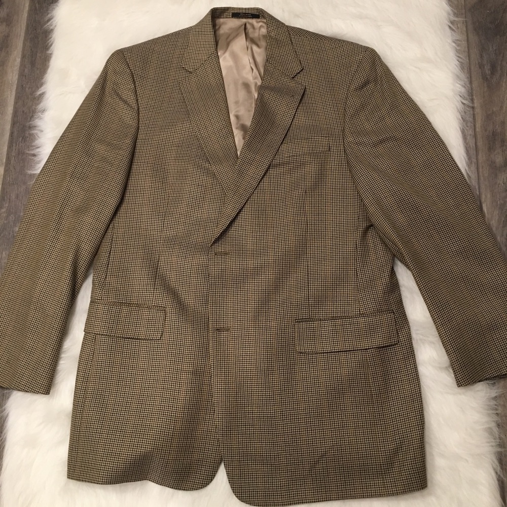 Hart Schaffner Marx Tan & Black Houndstooth Blazer